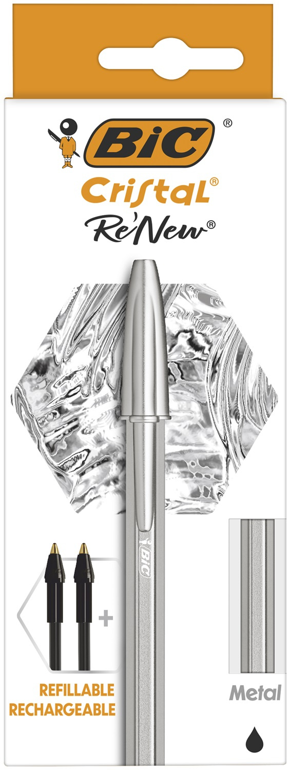0f3e58d168147fdf5be4f304ccb62fb10cb1f338_254338 Boligrafo Bic Cristal Re´New Negro +2 Recargas - Imagen 1