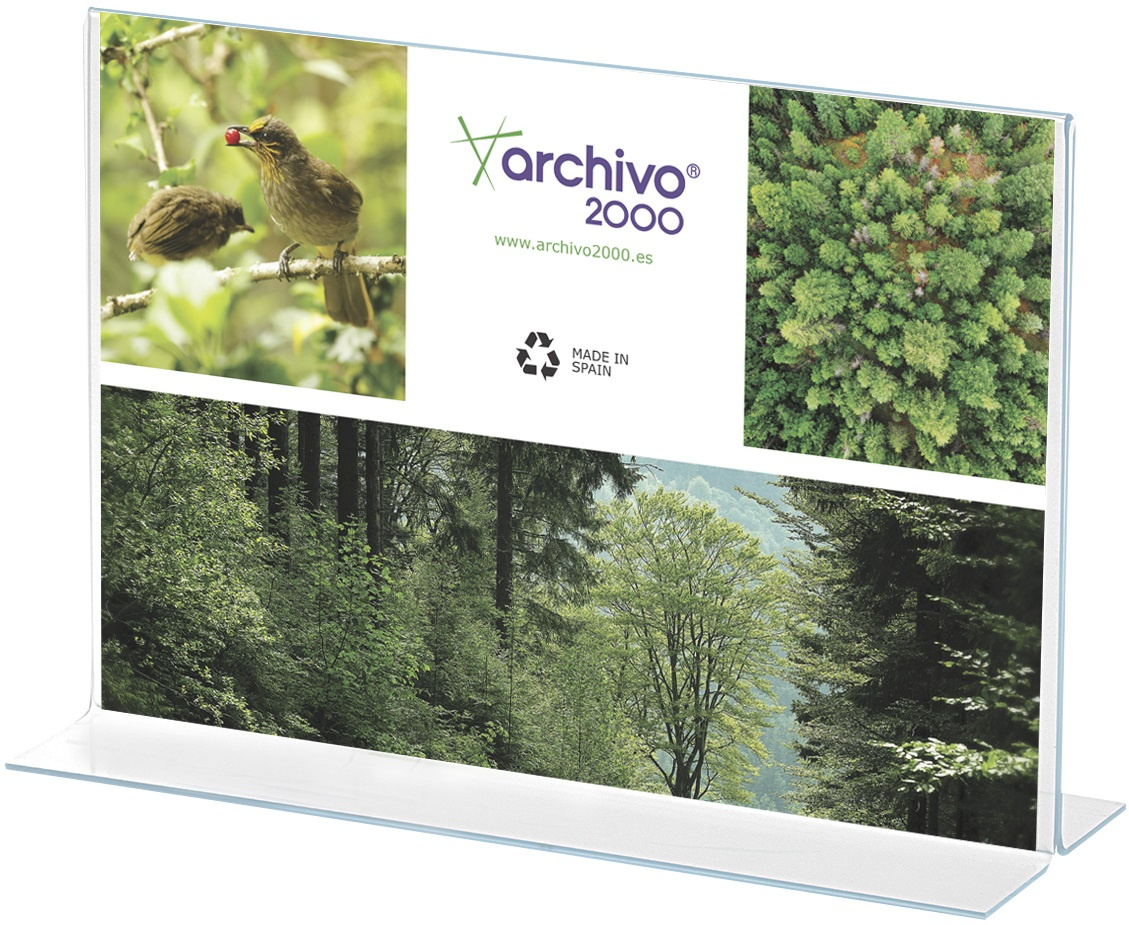 44bf3c06cf328fadae76c706eb1c4906ebe70512_256334 Expositor Sobremesa En Forma De T Din A6 Horizontal 4.5 X 15 X 11 Cm Archivo 2000 - Imagen 1