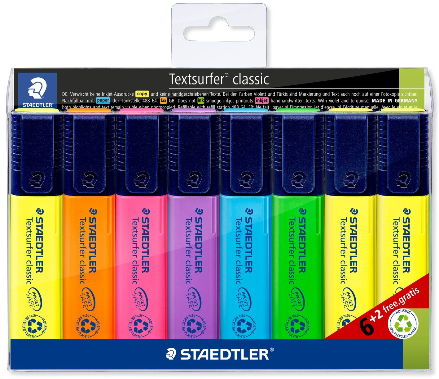 493ce7a6308bcf806f2df518f25375e83a5ffc90_191523 Rotuladores Fluorescentes Textsurfer 364 Estuche 8 Staedtler - Imagen 1