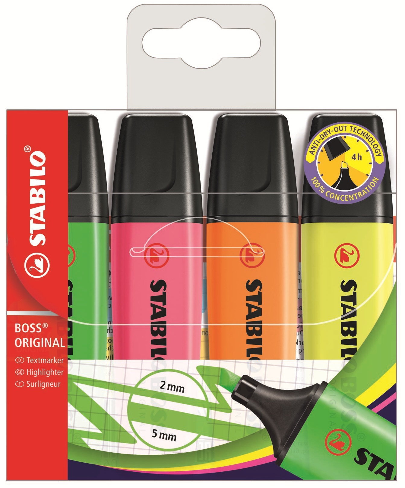 4b9f10c80fc5f71929f47710bb760d7d61f051ab_191583 Rotuladores Fluorescentes Stabilo Boss Estuche 4Uds (Am,Nj,Vd,Rs) - Imagen 1