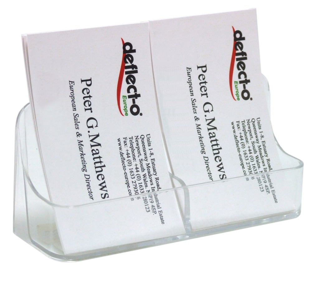 50e17a4fce420cd57f221e6cd198d7e7e5dbe0b4_131011 Portatarjetas Sobremesa Transp. 2 Compart. Deflecto Faibo - Imagen 1