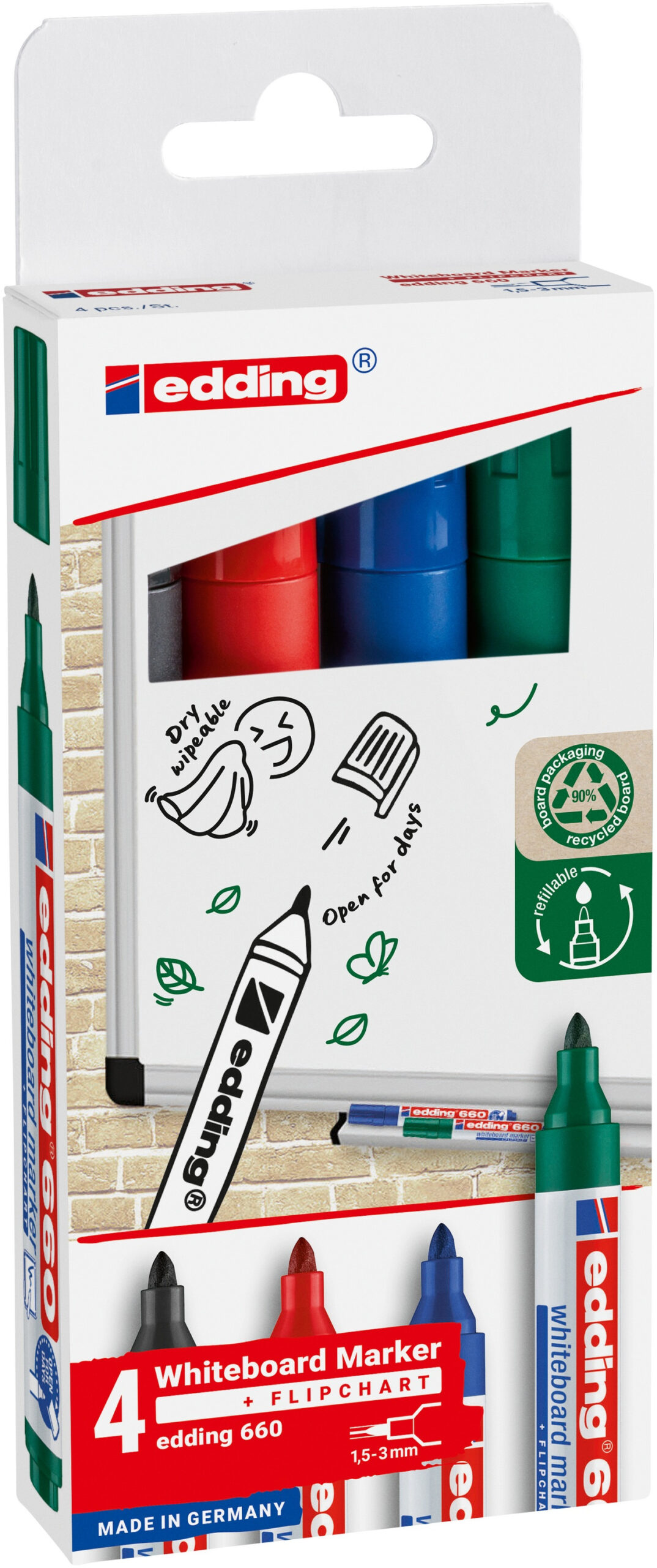 530b34fb6be1bc393dd68f713a27ed56289cca98_115660 Rotulador Pizarra Estuche 4 Edding 660 Pta.Conica 1,5-3Mm - Imagen 1