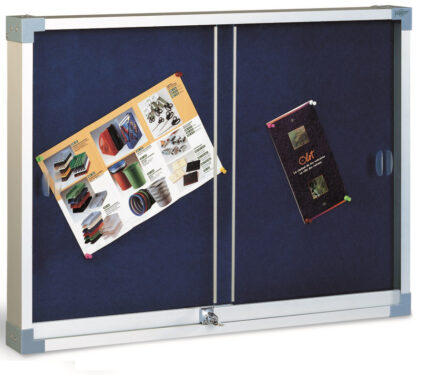 Vitrina Corcho Tapizado Puertas Metacrilato 60X80 Azul Faibo 1A