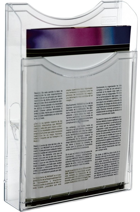 65d88554c673682df96b2c3b0eb79b33a8e39653_260735 Portafolletos Mural A4 Vertical 1 Compartimento Pegado A La Pared Color Cristal Transparente Archivo 2000 - Imagen 1