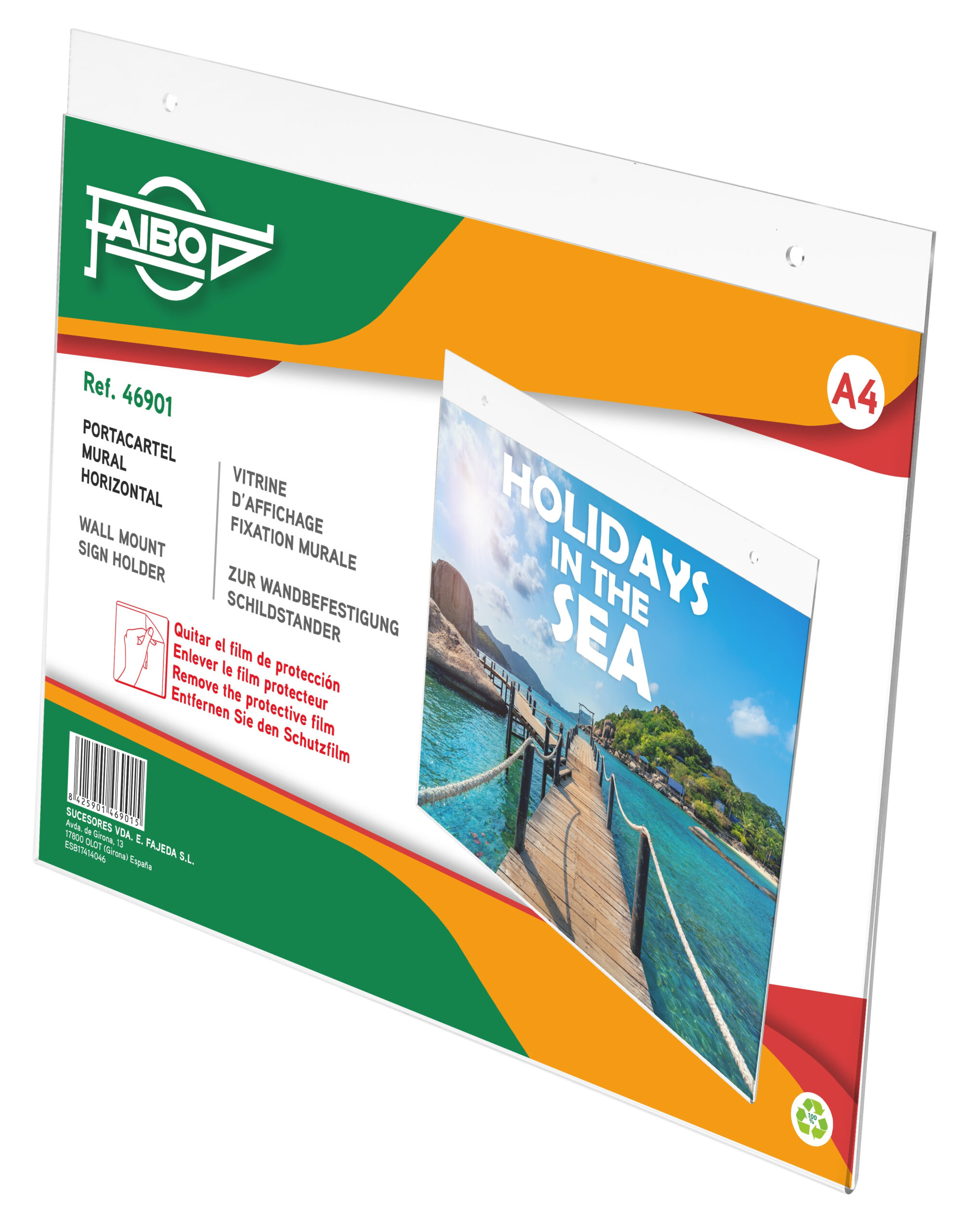 6ebd3f40b449a4d7c429bf93b6f3beaf59a7138e_130689 Portacartel Mural A4 Horizontal Deflecto Faibo - Imagen 1