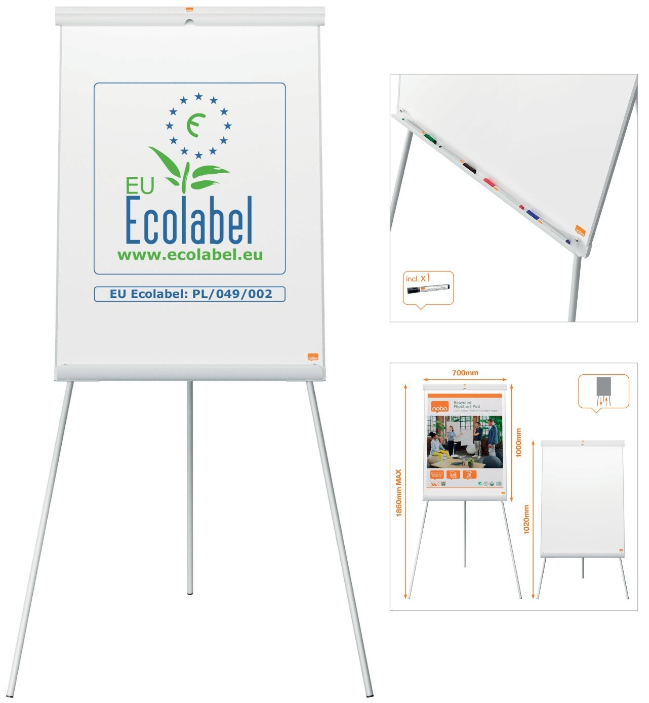 ac8d78433f960a56edfd9990d096791db8ad5eaf_260876 Pizarra Caballete Magnética De Acero Con Trípode Premium Plus Nobo - Imagen 1