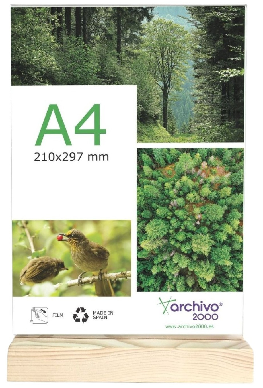 eb54f79c2695198af78157b4594b03a11056e3ee_260728 Expositor Sobremesa Doble Cara A4 Vertical Base Madera Archivo 2000 - Imagen 1