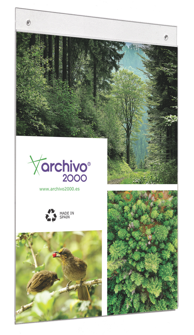 f337714ee8e0a4a2261410d7bae67b77956efd9c_256208 Expositor Mural Con Taladros Din A5 Vertical Agujeros Pre-Perforados Medidas 15 X 23.5 Cm Archivo 2000 - Imagen 1